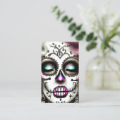 Sugar Skull Vrouw Donker Grunge Gothic Stea Visitekaartje (Staand voorkant)