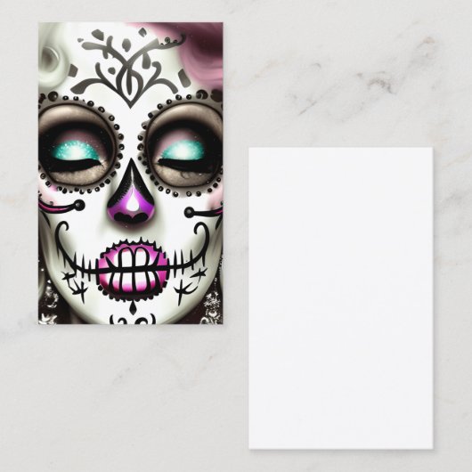 Sugar Skull Vrouw Donker Grunge Gothic Stea Visitekaartje (Voorkant / Achterkant)