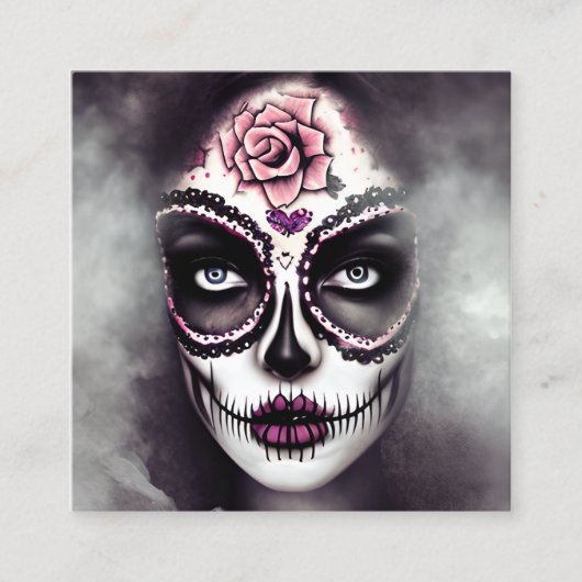 Sugar Skull Vrouw Donker Grunge Gothic Steampunk S Vierkante Visitekaartje (Voorkant)