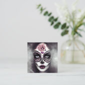 Sugar Skull Vrouw Donker Grunge Gothic Steampunk S Vierkante Visitekaartje (Staand voorkant)