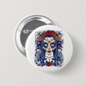 Sugar Skull Vrouw Halloween Dag van de Doden Ronde Button 5,7 Cm (Voorkant /achterkant)