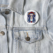 Sugar Skull Vrouw Halloween Dag van de Doden Ronde Button 5,7 Cm (In situ)