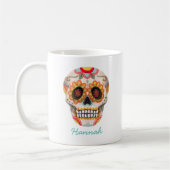Sugar Skull Waterverf Halloween Monogram Koffiemok (Links)