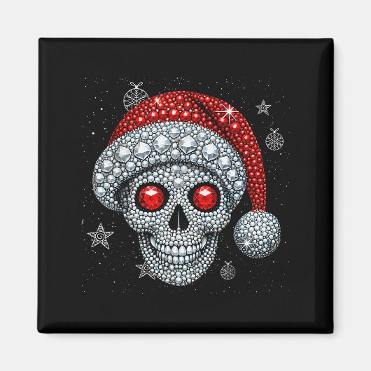 Sugar Skull With Santa Hat Tee Christmas Pajama Xm Magneet (Voorkant)