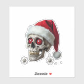 Sugar Skull with Santa Hat Tee Christmas Pajama Xm Sticker (Vel)