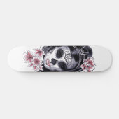 Sugar Skull Woman Blossom Flowers Illustration Persoonlijk Skateboard (Horizontaal)