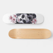 Sugar Skull Woman Blossom Flowers Illustration Persoonlijk Skateboard (Horizontaal)