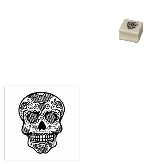 SUGAR SKULL Wood Art Stamp Rubberstempel (Gestempeld)
