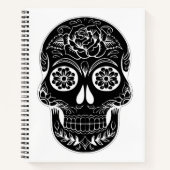 Sugar Skull Zwart & Wit Gepersonaliseerd Notitiebo Notitieboek (Voorkant)