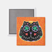 Sugar Skull Zwarte Kat Dag van de Doden Magneet (Voorkant / Achterkant)