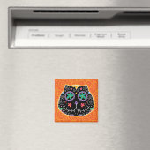 Sugar Skull Zwarte Kat Dag van de Doden Magneet (Insitu (Vaatwasser))