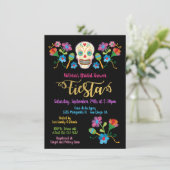 Sugar SkullMexican Fiesta Bridal Shower Invitation Kaart (Staand voorkant)