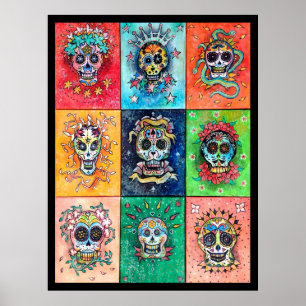 Sugar Skulls 9 - Originele kunst van Dori Hartley Poster