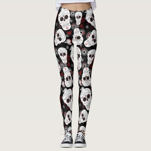 Sugar Skulls and Flowers Leggings (Voorkant)