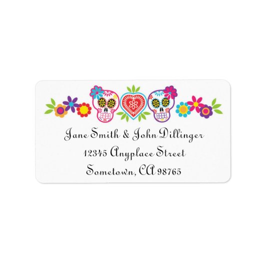 Sugar Skulls and Flowers Retouradres Label (Voorkant)
