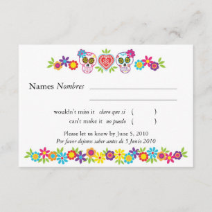 Sugar Skulls and Flowers RSVP-kaart RSVP Kaartje
