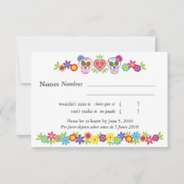 Sugar Skulls and Flowers RSVP-kaart RSVP Kaartje