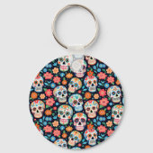Sugar Skulls and Flowers Sleutelhanger (Achterkant)