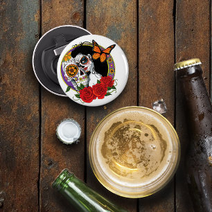 Sugar Skulls Art Nouveau Button Flesopener