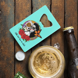 Sugar Skulls Art Nouveau Creditkaart Flessenopener