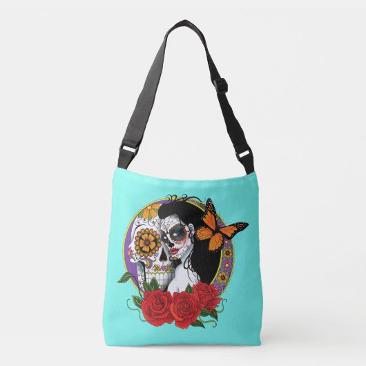 Sugar Skulls Art Nouveau Crossbody Tas (Voorkant)