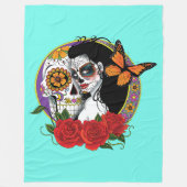 Sugar Skulls Art Nouveau Fleece Deken (Voorkant)
