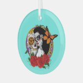 Sugar Skulls Art Nouveau Glas Ornament (Voorkant links)