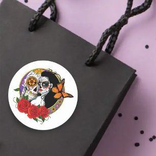 Sugar Skulls Art Nouveau Ronde Sticker