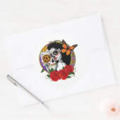 Sugar Skulls Art Nouveau Ronde Sticker (Envelop)