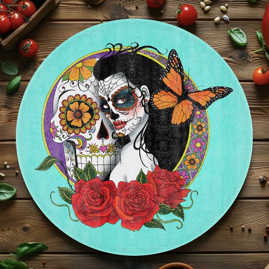 Sugar Skulls Art Nouveau Snijplank