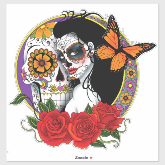 Sugar Skulls Art Nouveau Sticker (Vel)