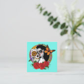 Sugar Skulls Art Nouveau Vierkante Visitekaartje (Staand voorkant)