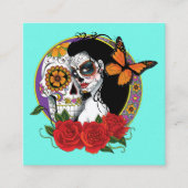 Sugar Skulls Art Nouveau Vierkante Visitekaartje (Voorkant)