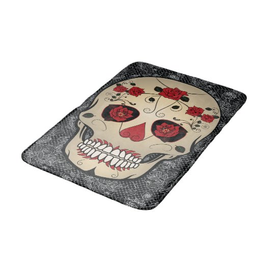 Sugar Skulls Bath Mat - Day of the Dead Art (Gekanteld)