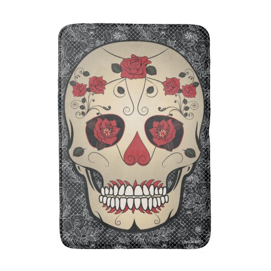 Sugar Skulls Bath Mat - Day of the Dead Art (Voorkant Verticaal)