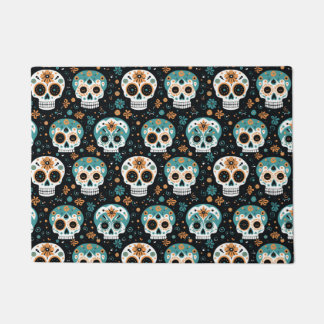 Sugar Skulls - Blauwgroen en kaneelpatroon Deurmat