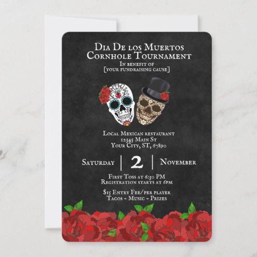 Sugar Skulls Cornhole Tournament Fundraiser Kaart (Voorkant)