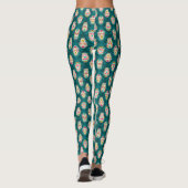 Sugar Skulls Cream en Blauwgroen Patroon Leggings (Achterkant)