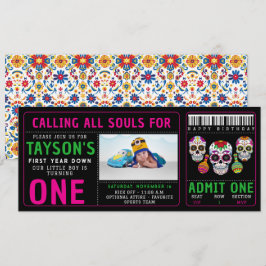 Sugar Skulls Day 1st Birthday Party Kleurrijke Día Kaart