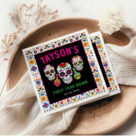 Sugar Skulls Day 1st Birthday Party Kleurrijke Día Servet