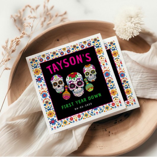 Sugar Skulls Day 1st Birthday Party Kleurrijke Día Servet