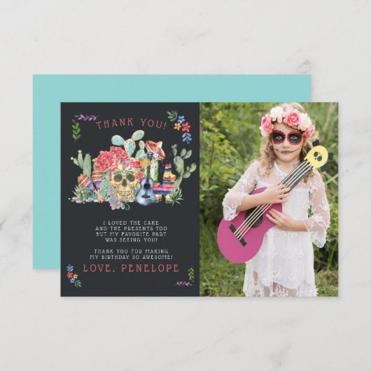 Sugar Skulls Day of the Dead Foto Dank je Kaart (Voorkant / Achterkant)