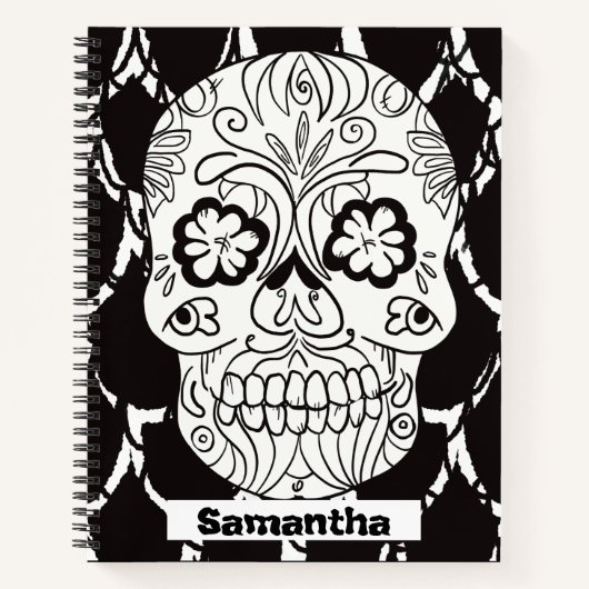 Sugar Skulls Day of the Dead Lattice Line Note Notitieboek (Voorkant)