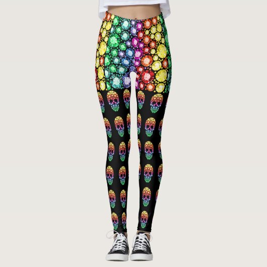 Sugar Skulls Day of the Dead Pop Mode Leggings (Voorkant)