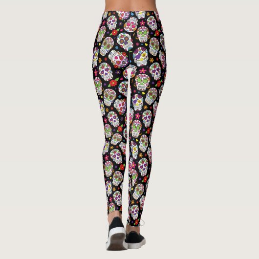 Sugar Skulls Day of the Dead Pop Mode Leggings (Achterkant)