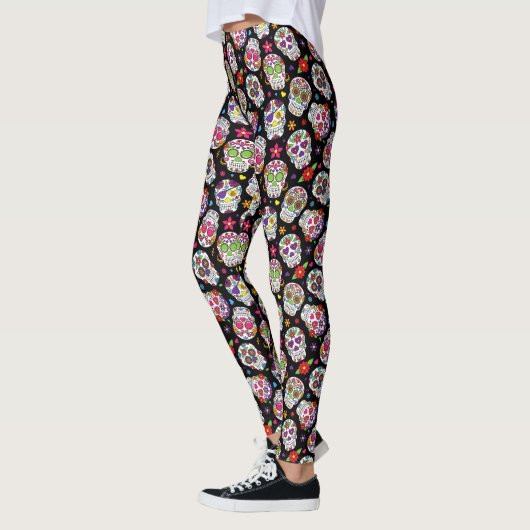 Sugar Skulls Day of the Dead Pop Mode Leggings (Links)