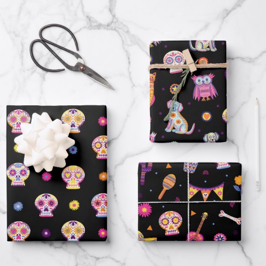 Sugar Skulls Day van de Dode Halloween Kleurrijk Inpakpapier Vel (Voorkant)