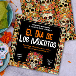 Sugar Skulls Day van de Dode Mexicaanse Partij Kaart