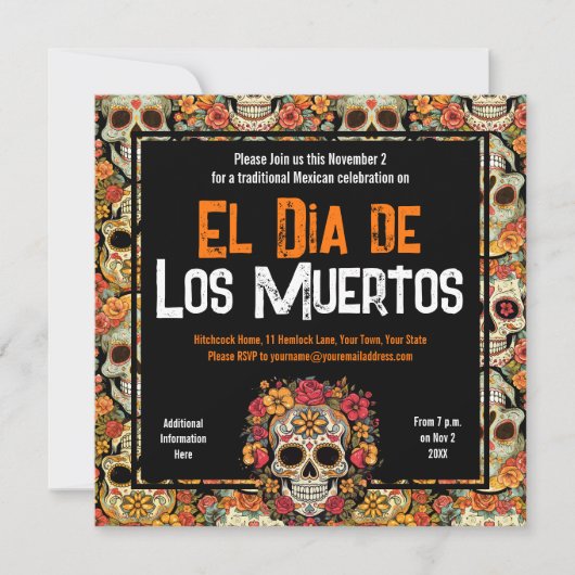 Sugar Skulls Day van de Dode Mexicaanse Partij Kaart (Voorkant)