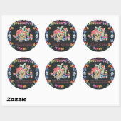 Sugar Skulls Día de los Muertos Birthday Ronde Sticker (Vel)